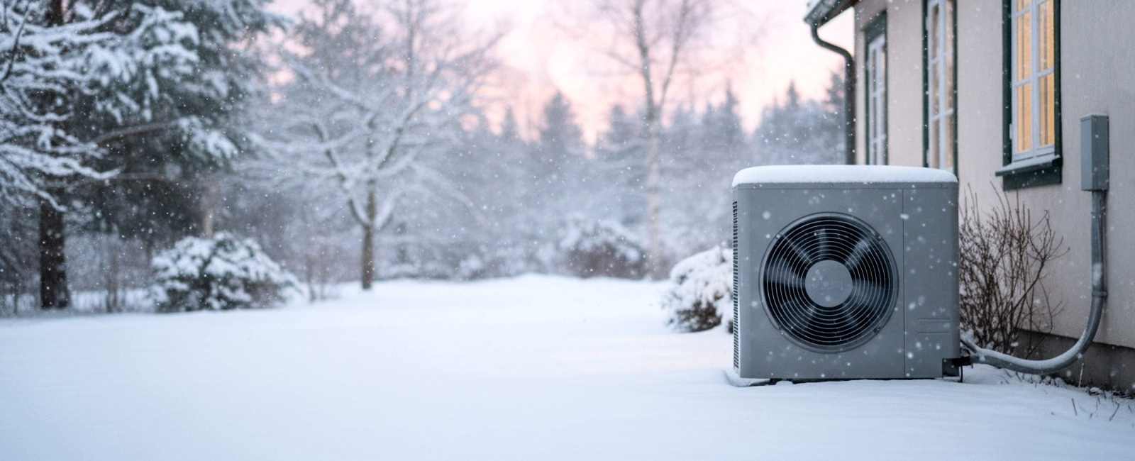 Heat pump working in a winter garden, Wales