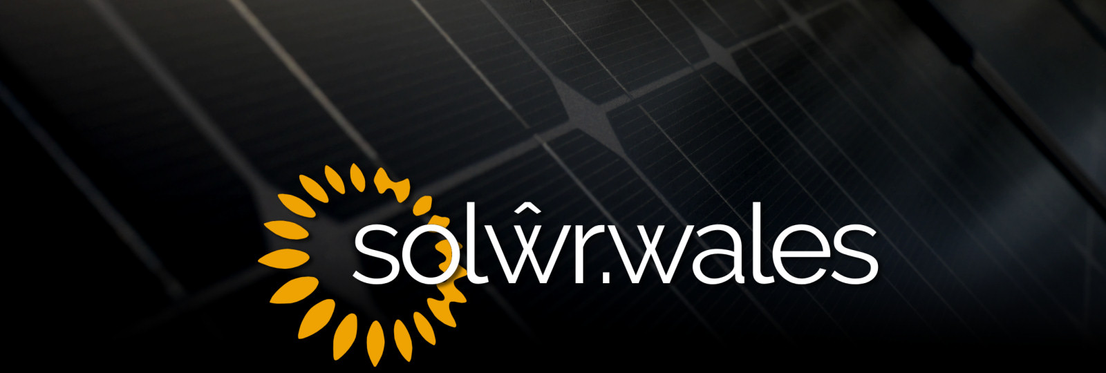 Solar Wales; solar panels & sunflower motif